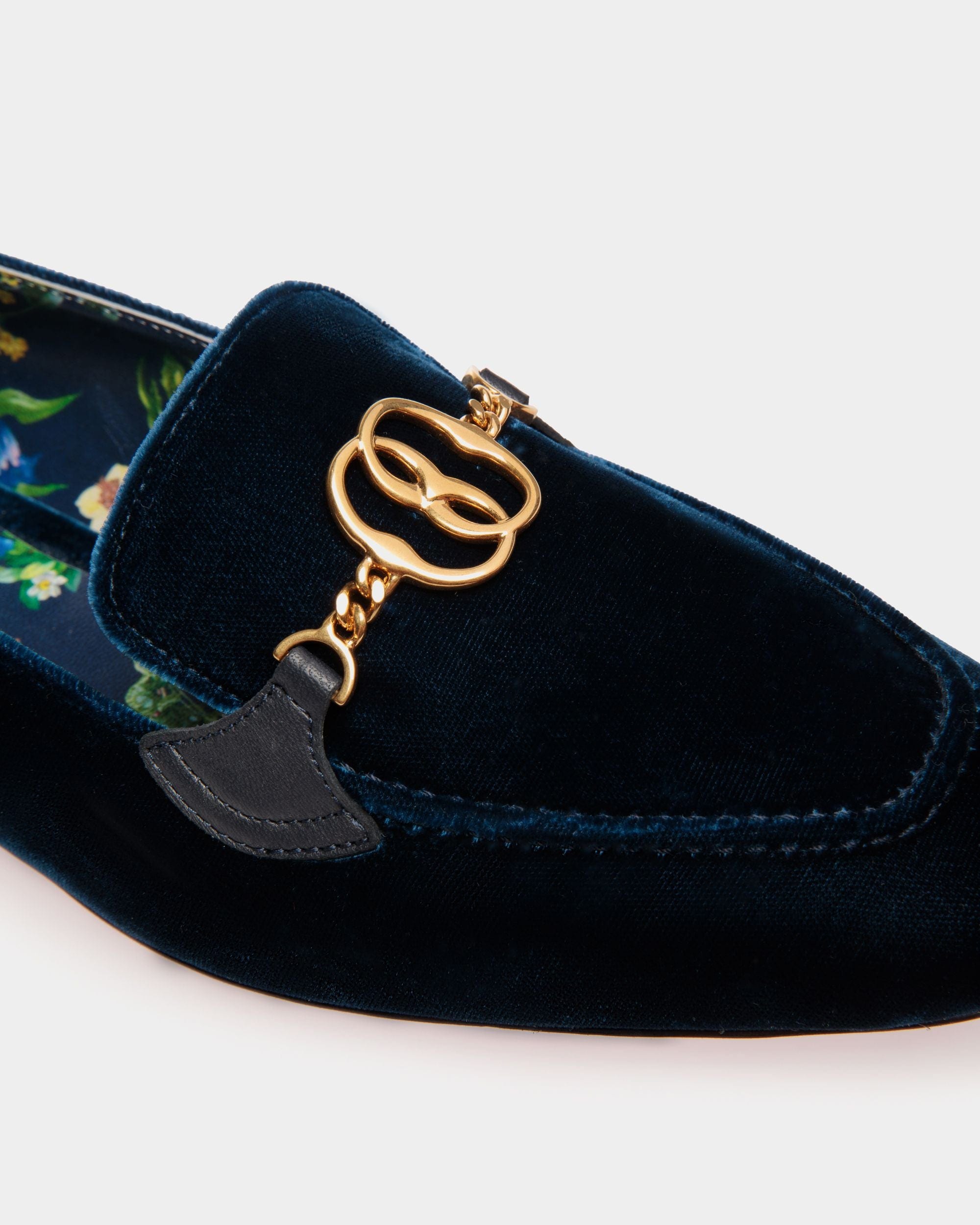 Mocasín Daily Emblem De Terciopelo Navy Blue - Mujer - Bally - 04