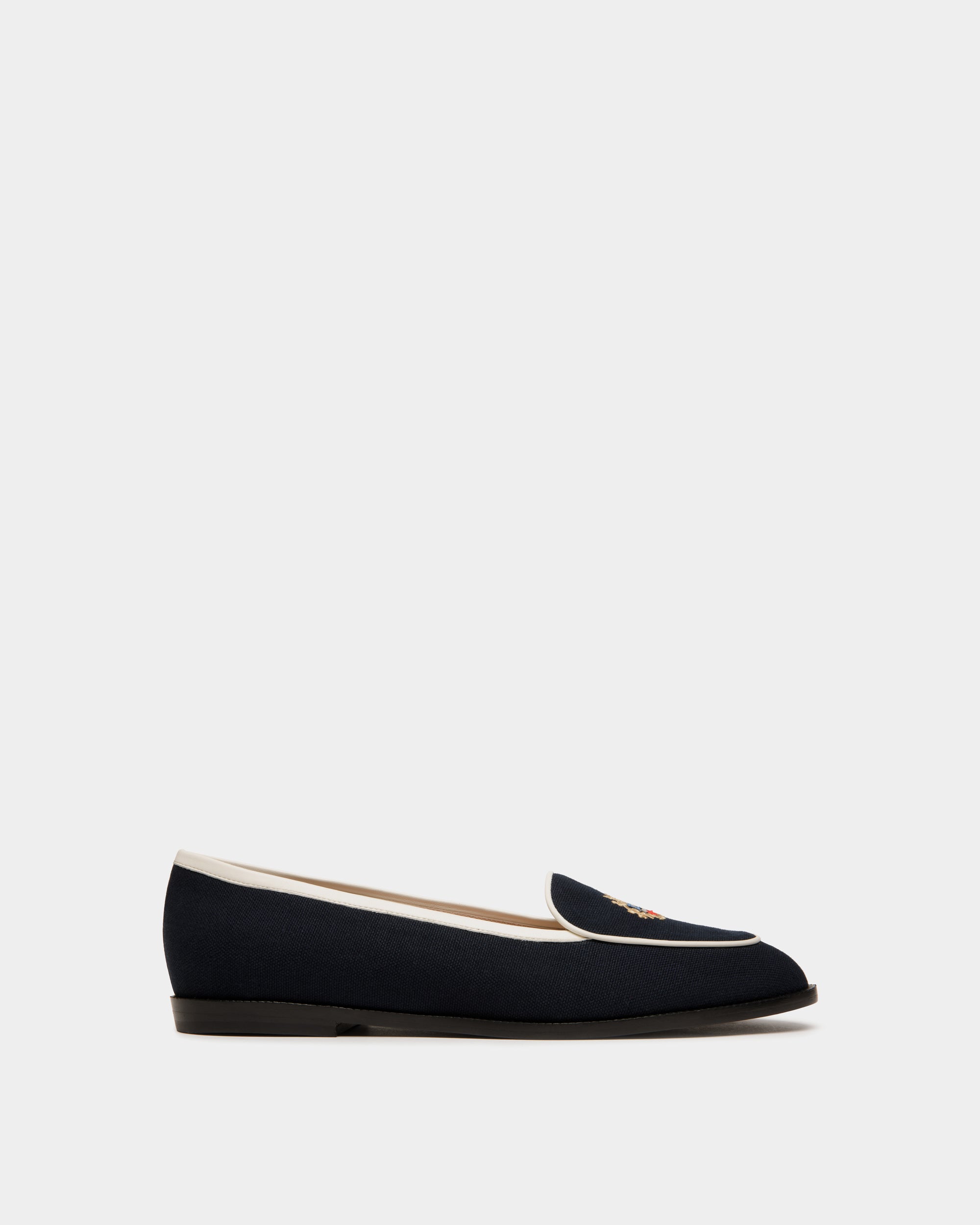 Elite Flat in Navy Blue Fabric - Women's - Bally - 01