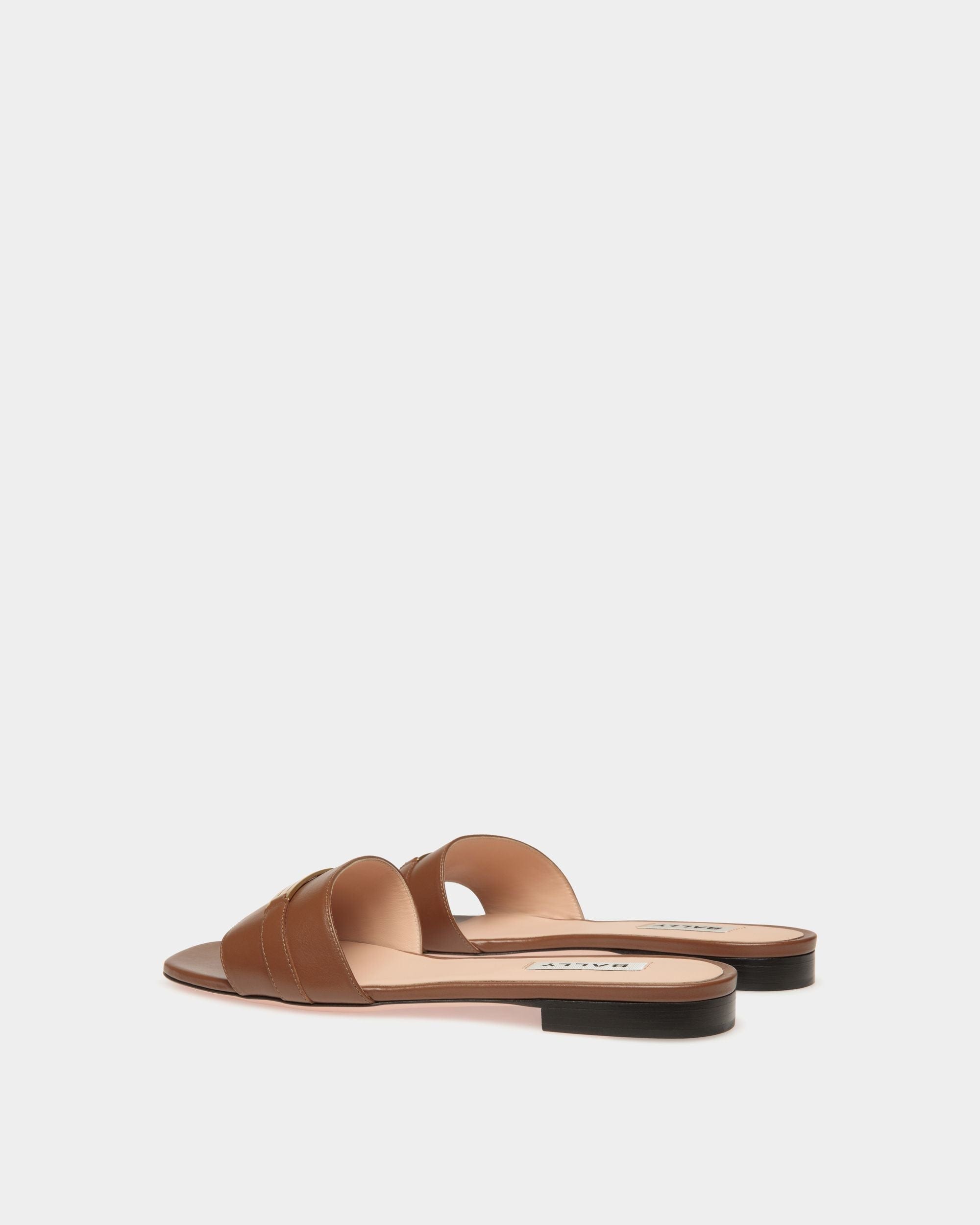 Deco Flat Sandal in Brown Leather - Women's - Bally - 04