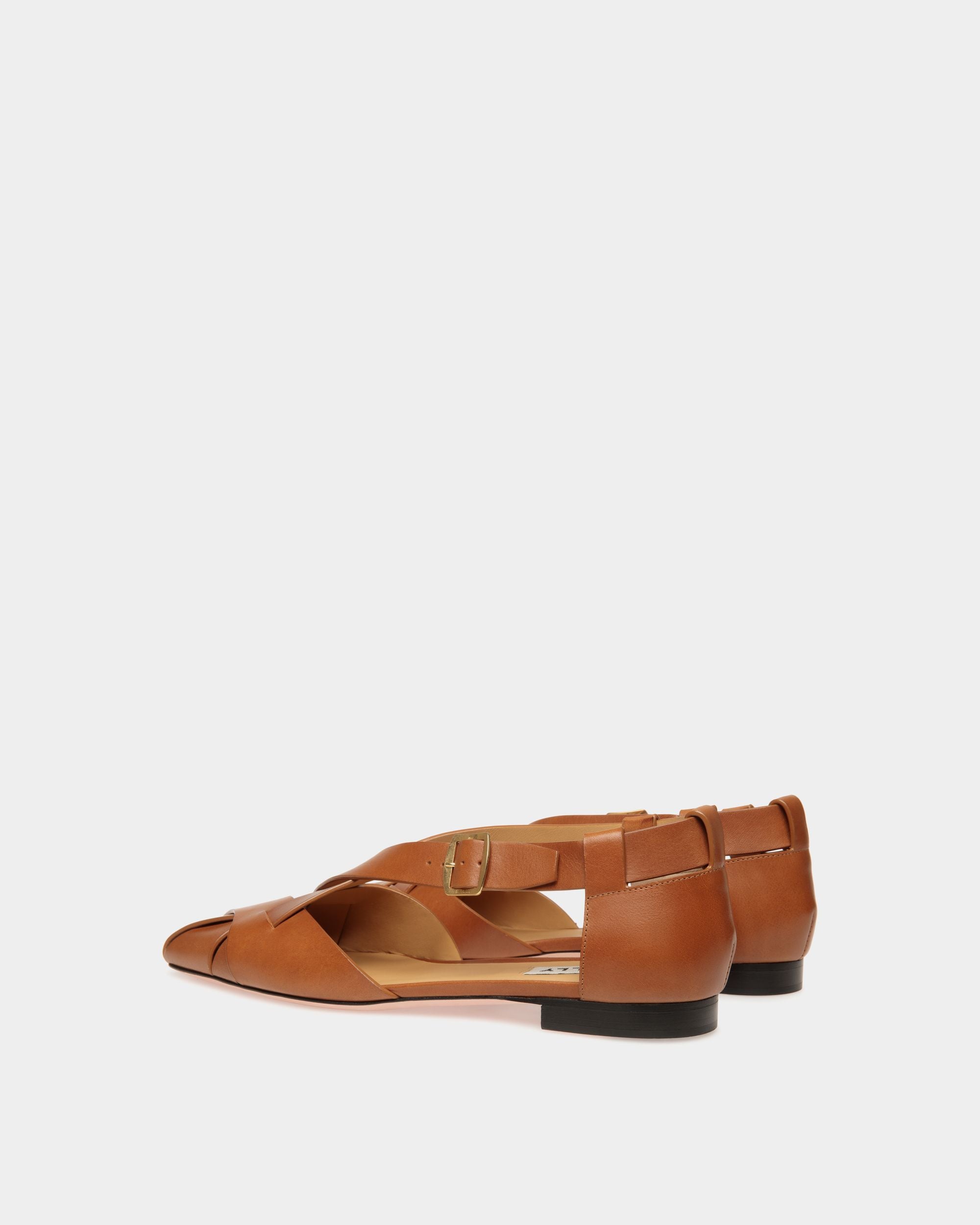 Sylt Flat in Brown Brushed Leather - Women's - Bally - 04