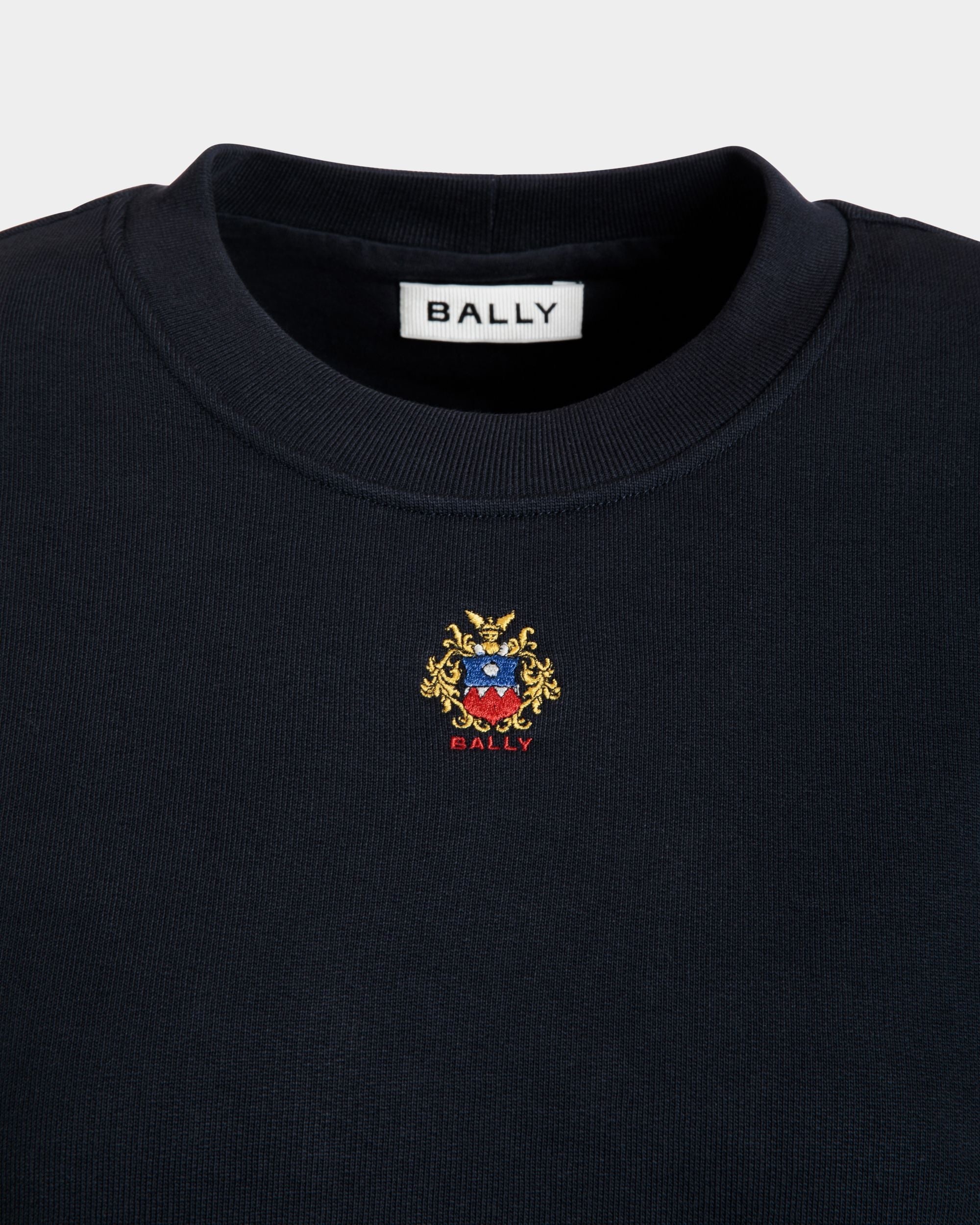 Crewneck With Bally Crest Logo In Navy Blue Cotton - Women's - Bally - 03