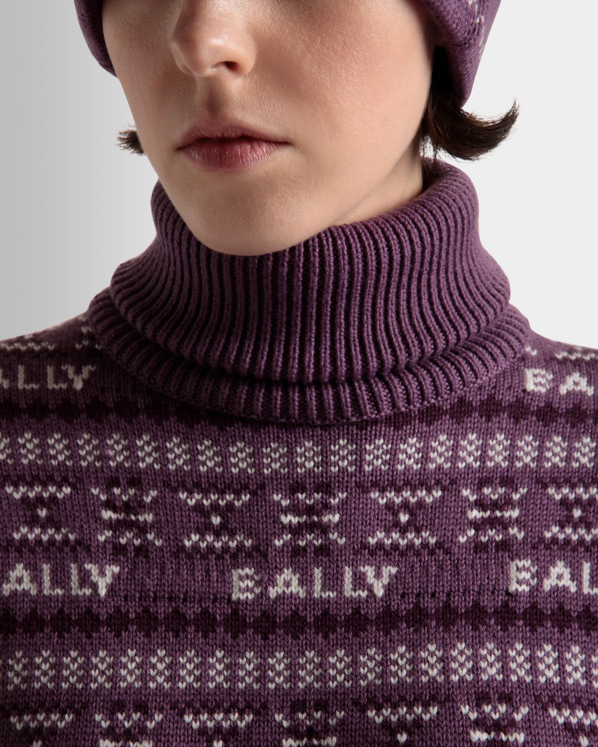 Turtleneck Sweater In Purple Wool - Women's - Bally - 04