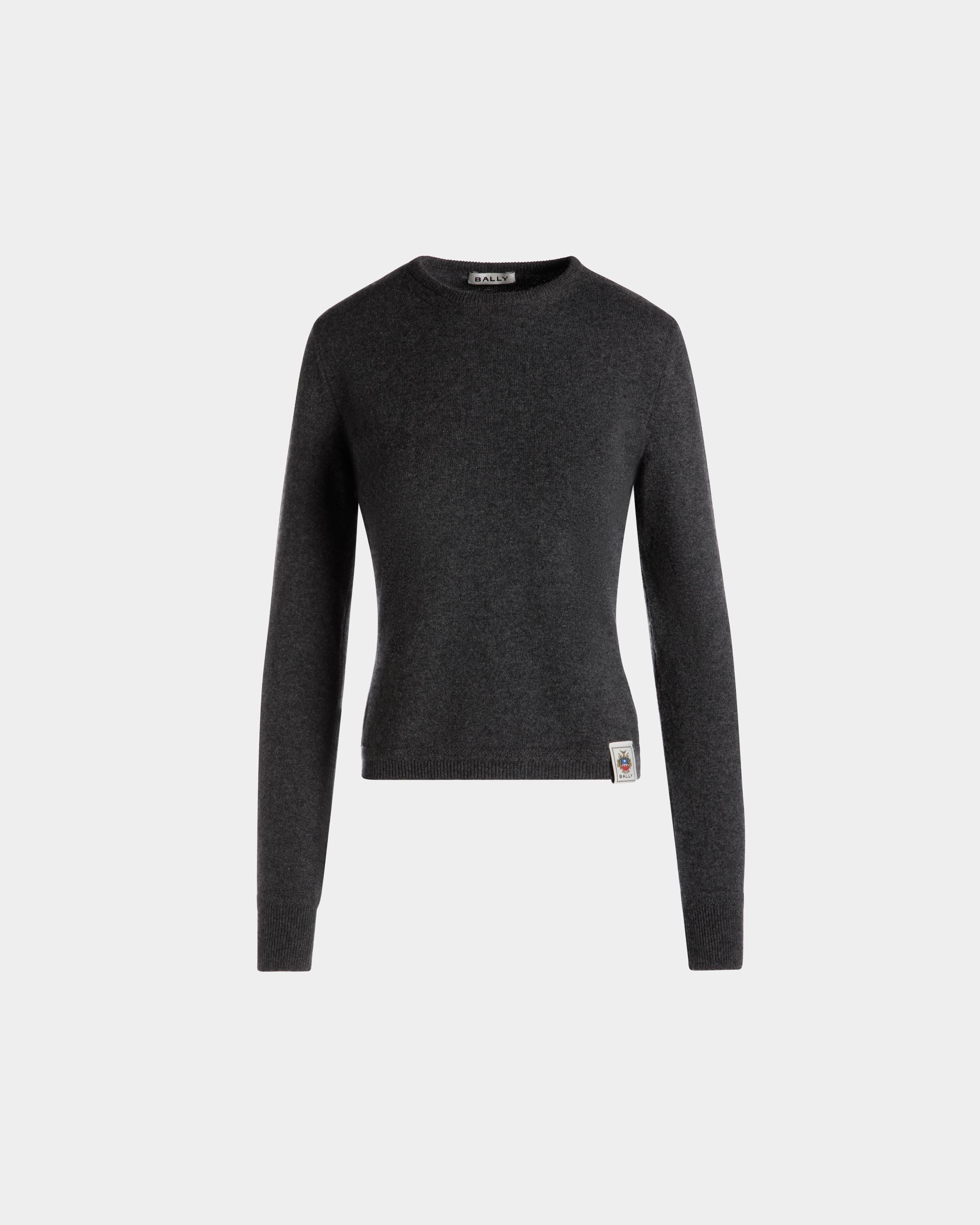 Long Sleeve Knit Top In Dark Grey Cashmere - Women's - Bally - 01