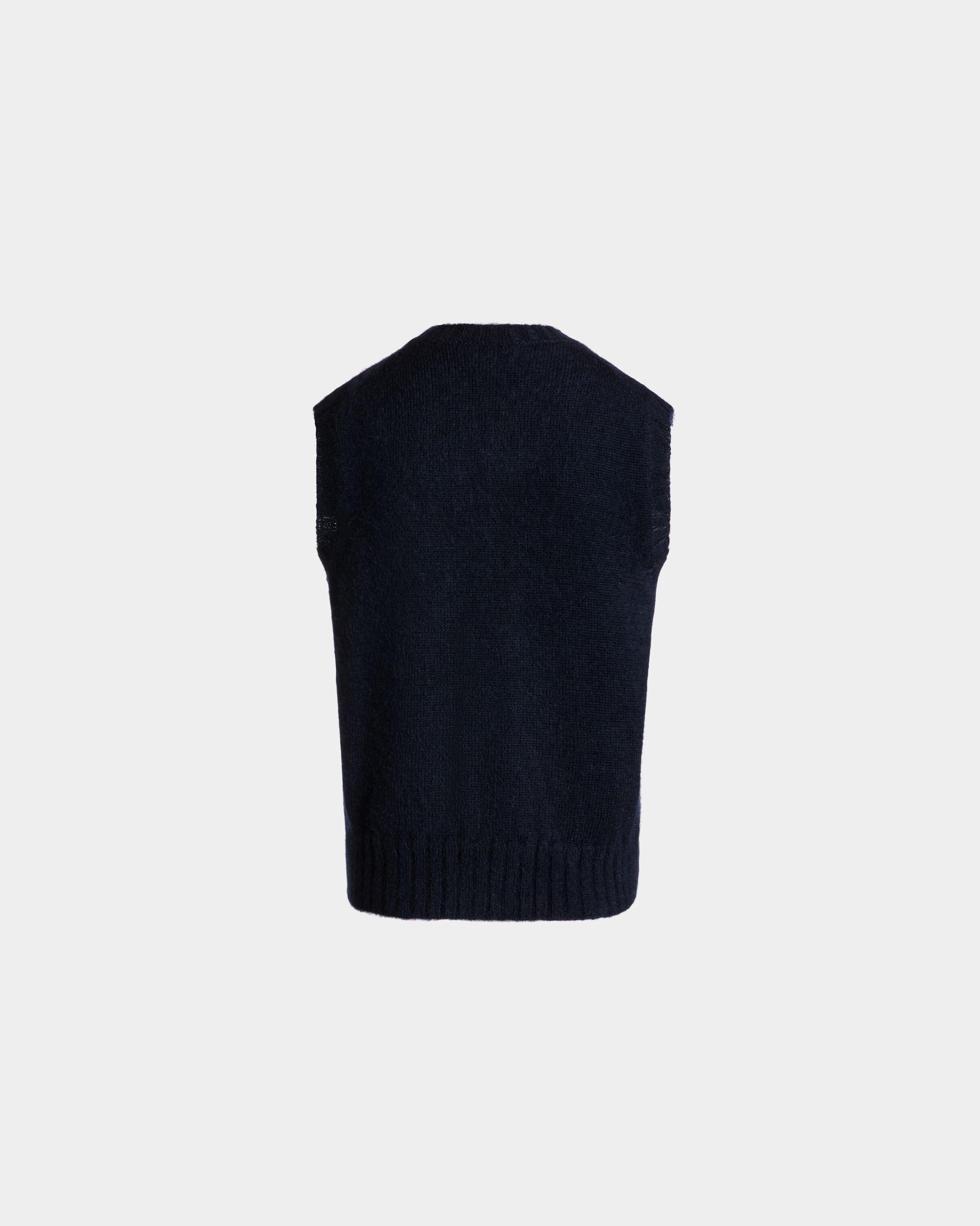 Chaleco De Punto De Mohair Y Seda Navy Blue - Mujer - Bally - 03