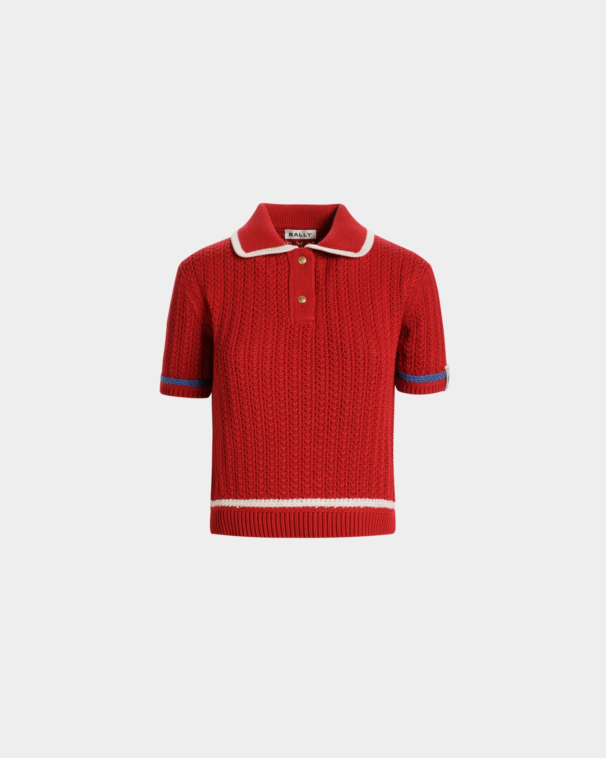 Knit Polo in Red Cotton - Women's - Bally - 01