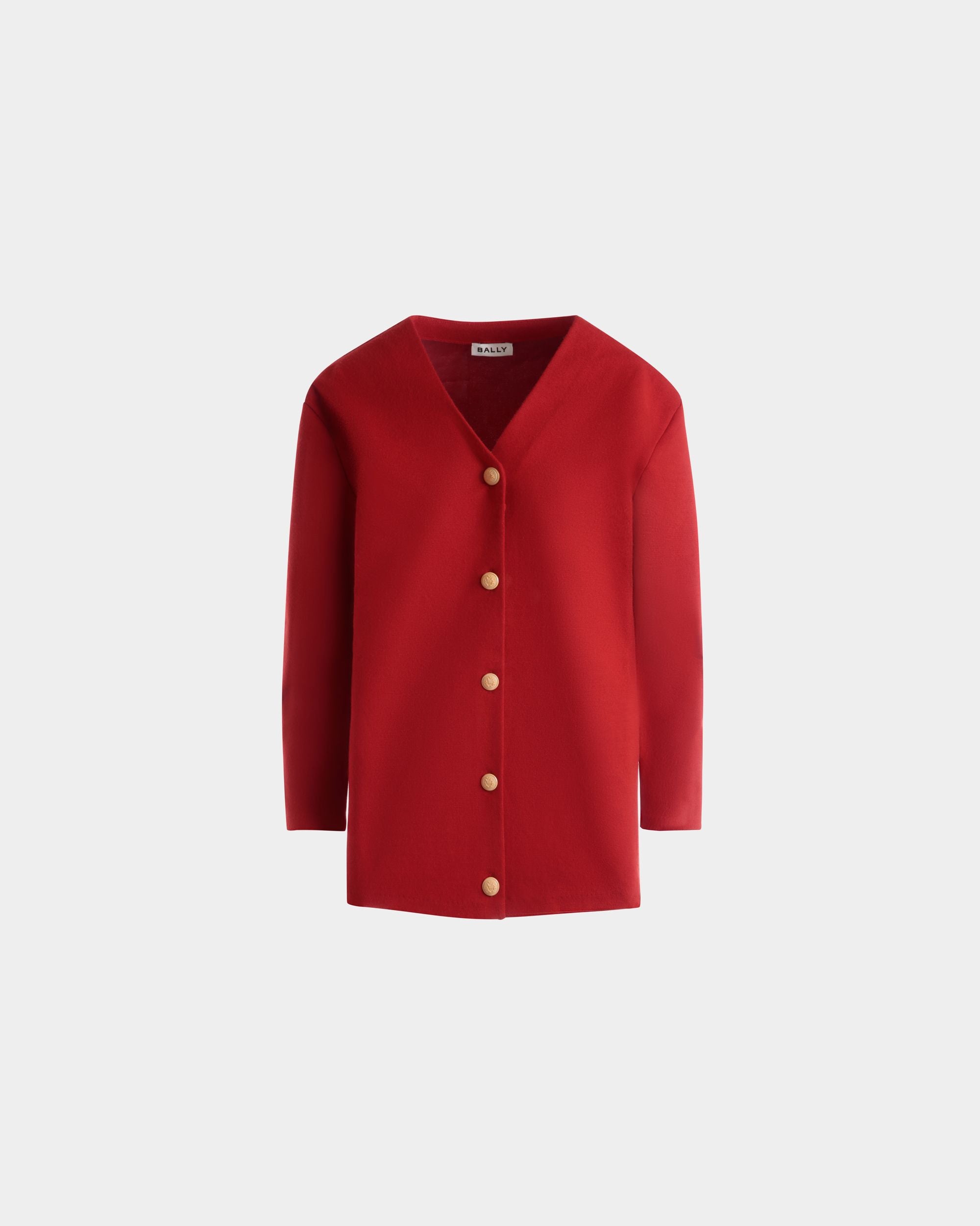 Cardigan in a Red Wool And Silk Blend - Women's - Bally - 01