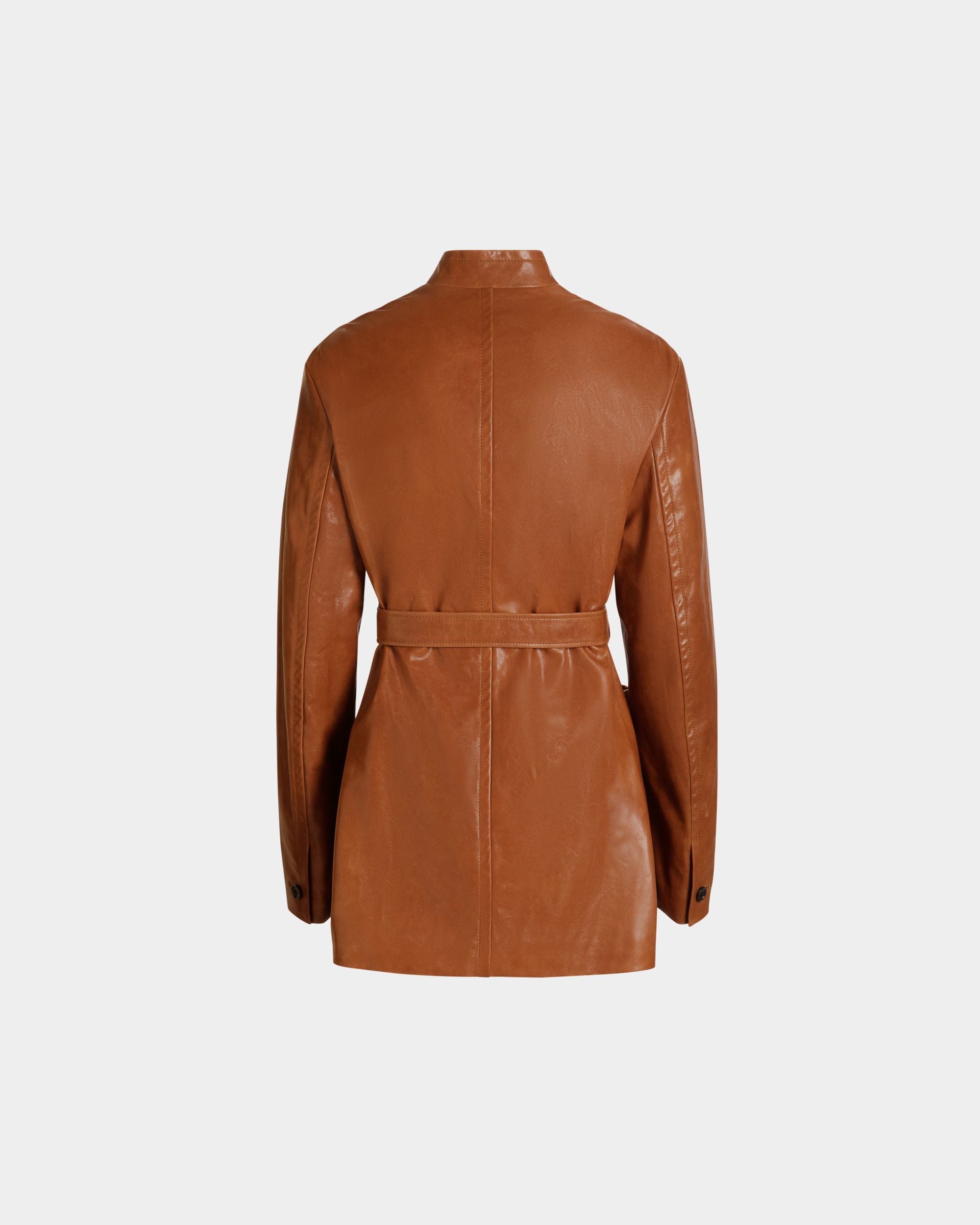 Belted Jacket in Brown Leather - Women's - Bally - 07