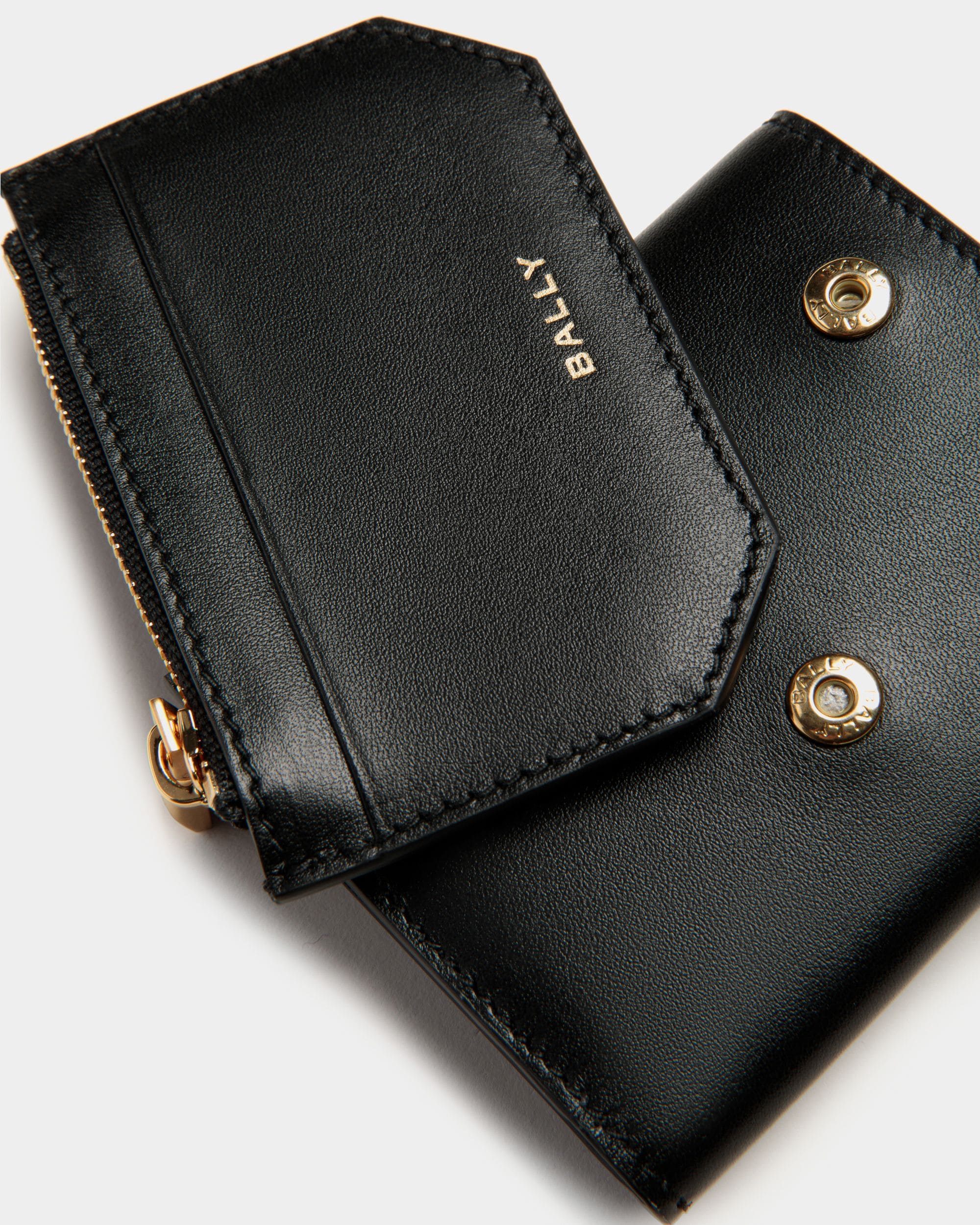 Emblem Wallet In Black Leather - Women's - Bally - 04