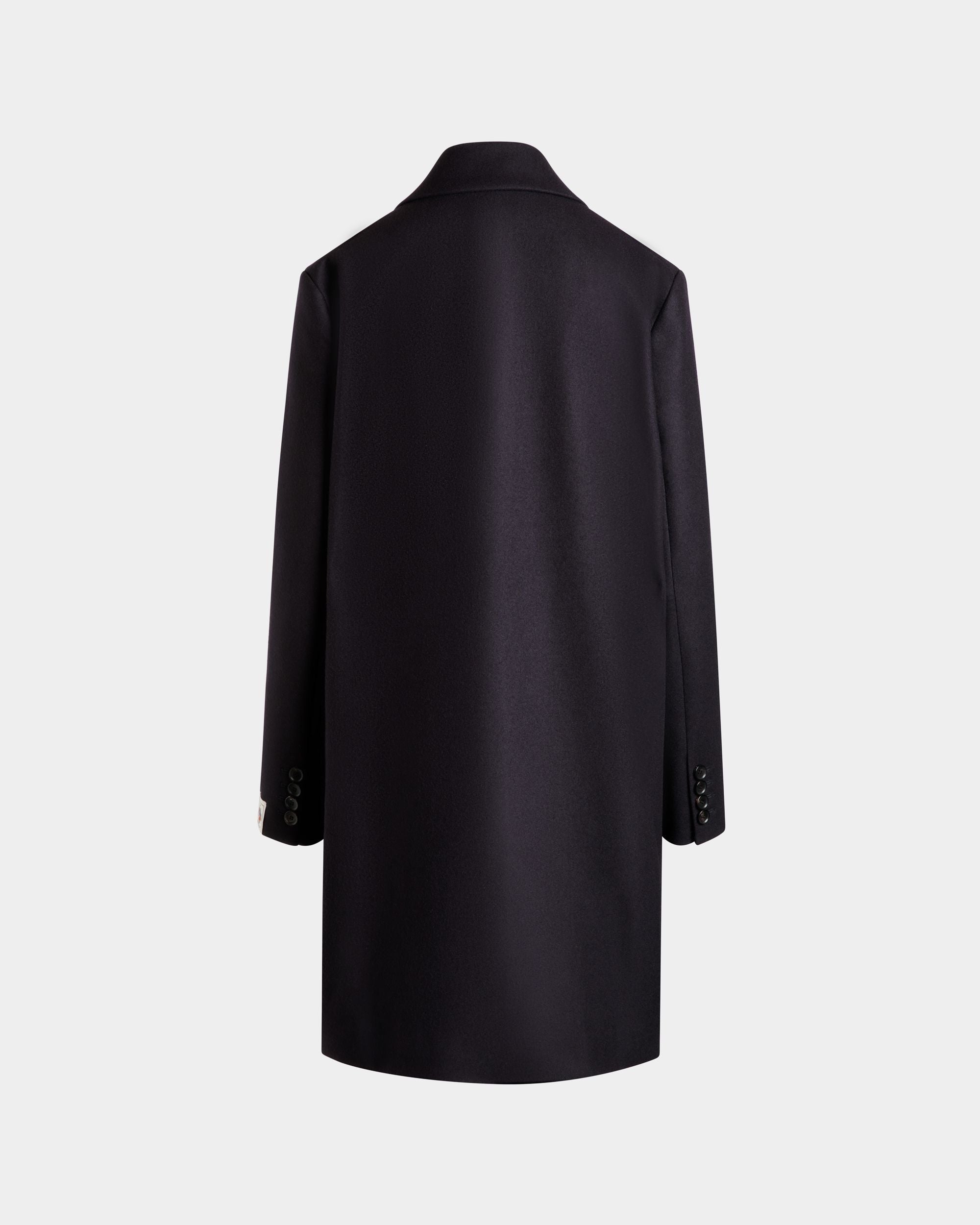 Single-Breasted Midi Coat In a Navy Blue Wool Blend - Women's - Bally - 03