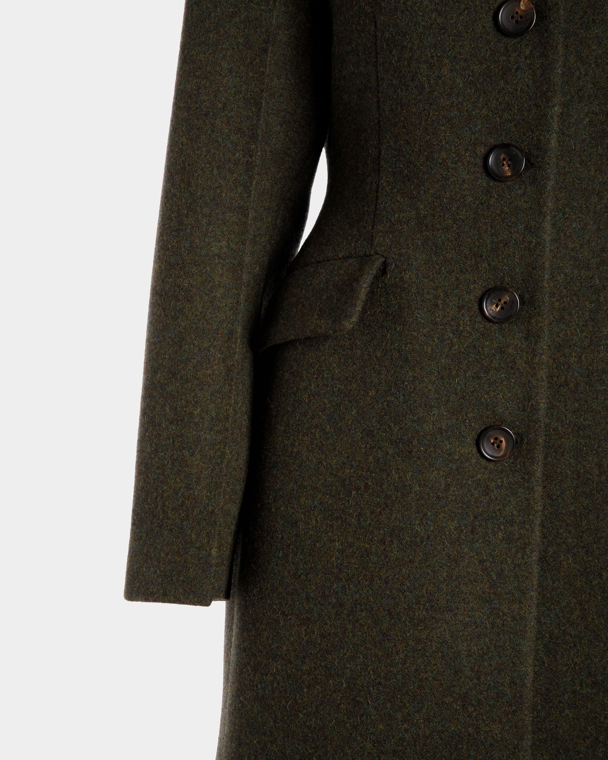 Single-Breasted Coat In Dark Green Wool - Women's - Bally - 02