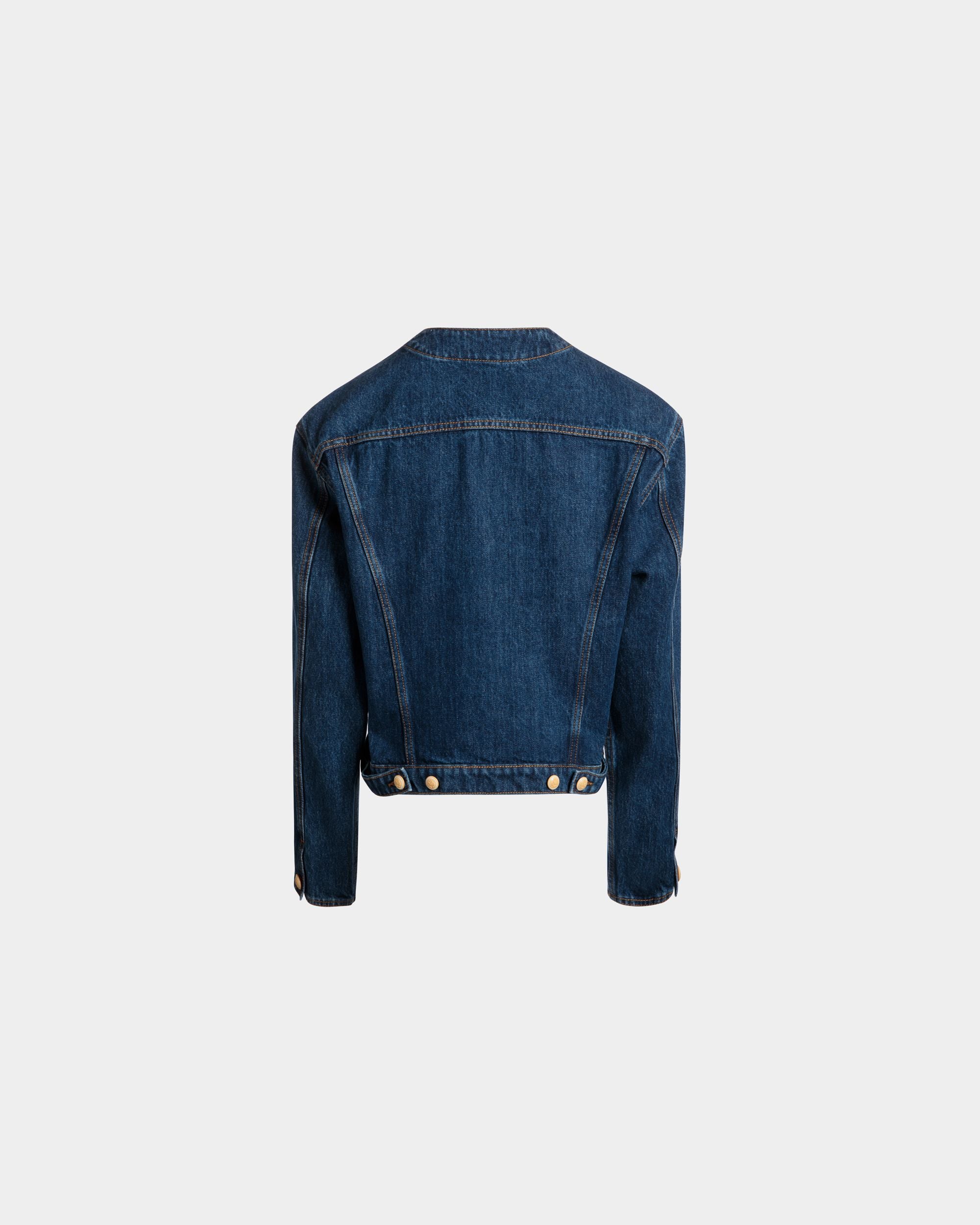 Denim Jacket in Navy Blue Cotton - Women's - Bally - 03