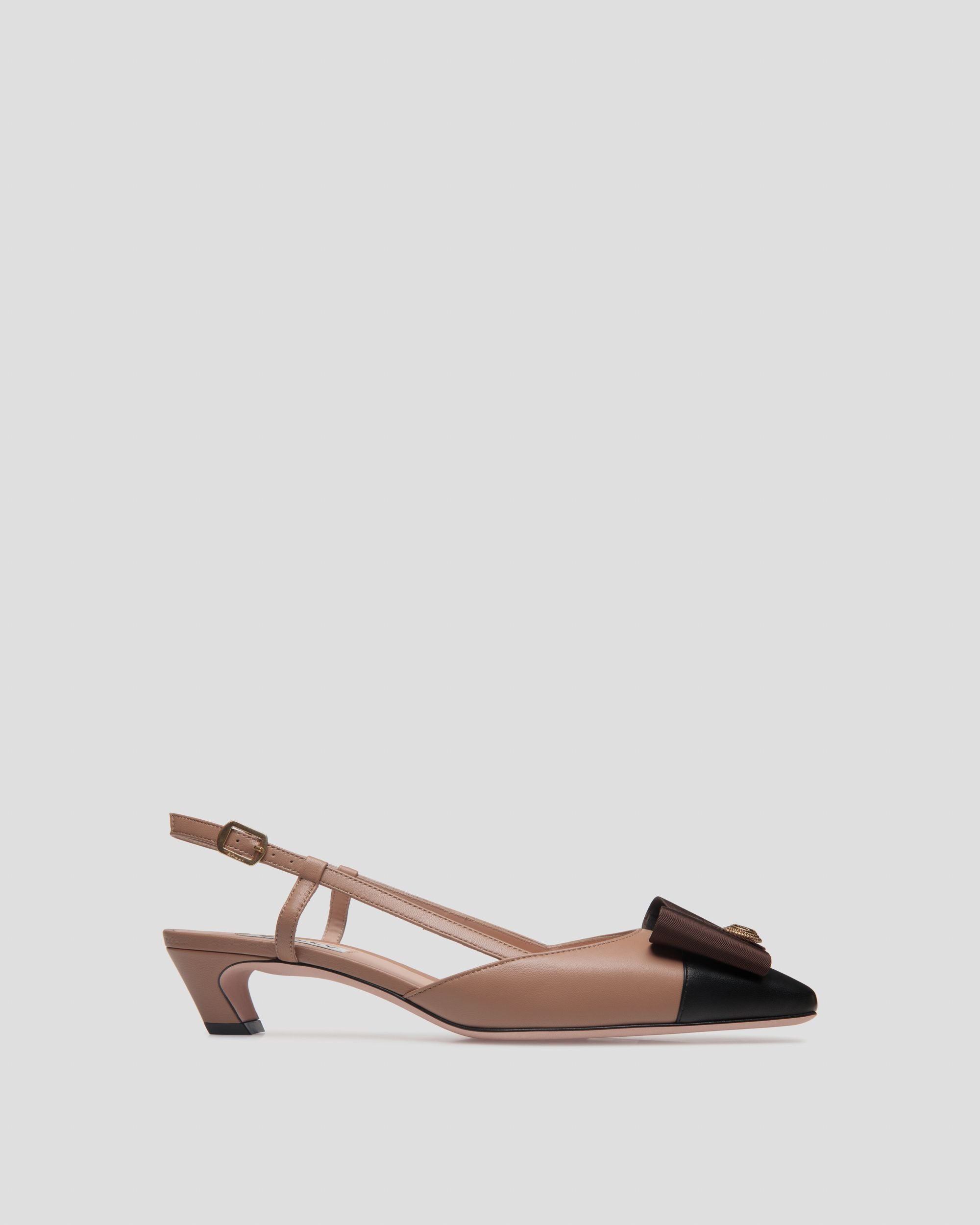 B-Bow Slingback Pump in Praline Beige Leather - Women's - Bally - 01