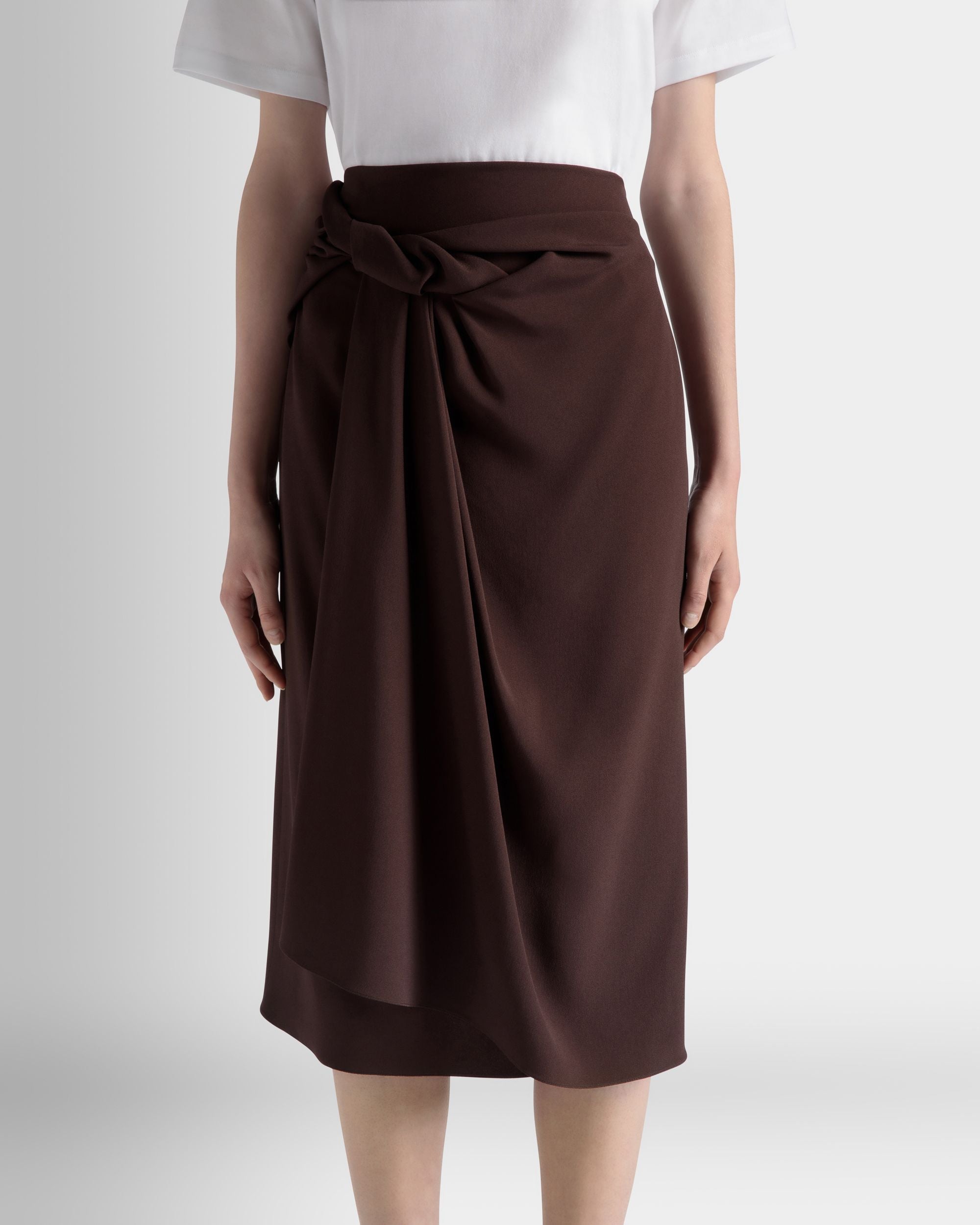 Falda Midi De Mezcla De Viscosa Ébano - Mujer - Bally - 03